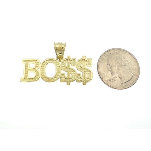 Real 10k Yellow Gold BOSS Pendant Dollar Sign - Picture 4 of 4